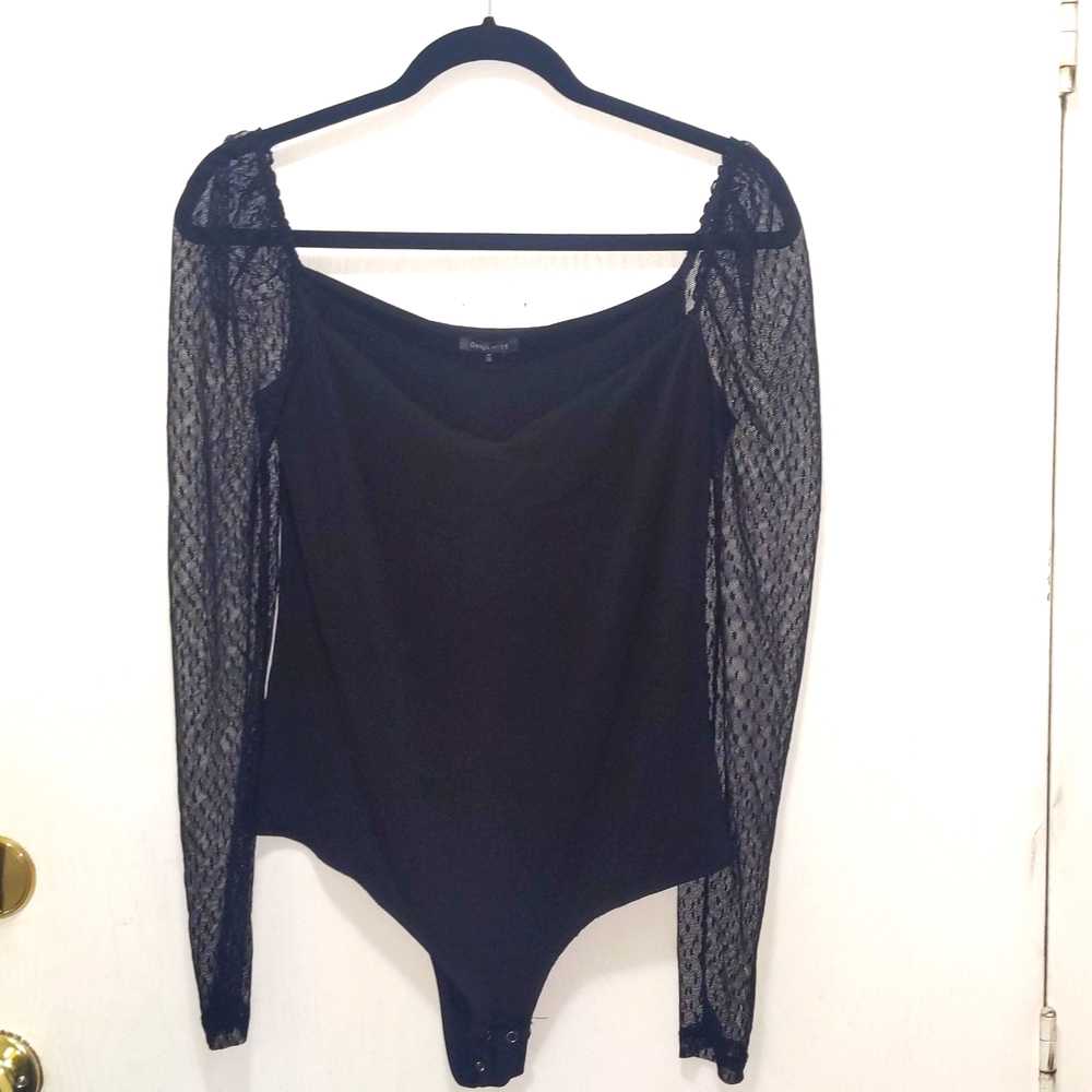 Black lace sleeved bodysuit